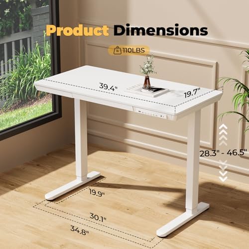 40" Electric Stand up Desk with Drawer, Height Adjustable - Image 2