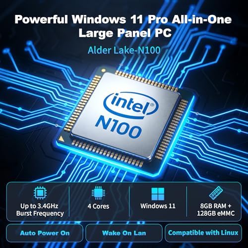 21.5" All in One Tablet Panel PC Win11 Pro, N100 Fanless Industrial Touchscreen Monitor Computer, 8GB RAM 128GB ROM, 1920 * 1080 IPS, USB3.2 * 2, USB2.0 * 2, LAN*2, HDMI2.0, Type-C3.1 - Image 5