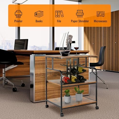 FAHKNS 3 Tier Printer Stands - Rolling Printer Stand Cart， Mobile Office Printer Stand with Anti-Slip Base & Locking Casters，Suitable for Large Multifunction Printers/Scanner/Copier/Supplies - Image 3