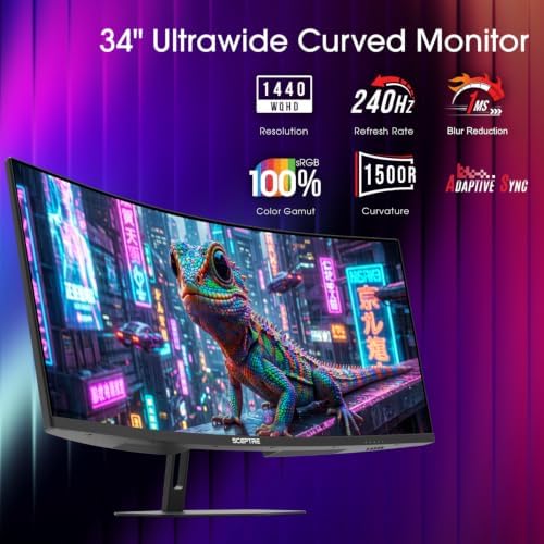New! Sceptre Curved 34-inch Prime Gaming Monitor 3440 x 1440 up to 240Hz 1500R 1ms 100% sRGB DisplayPort x2 HDMI x2 Build-in Speakers, Machine Black 2027 (C345B-QU240T Series) - Image 3