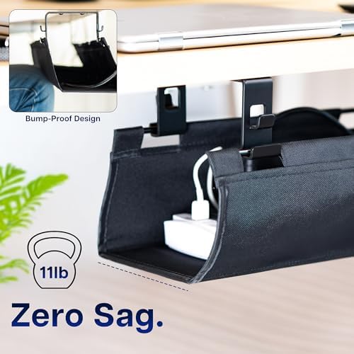 VIVO Black Screw-on 16 in Fabric Cable Management Tray, DESK-AC16F-S - Image 4