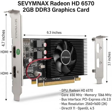 Radeon HD 6570 2GB DDR3 Low Profile Dual HDMI PCIe Graphics Card - Image 5