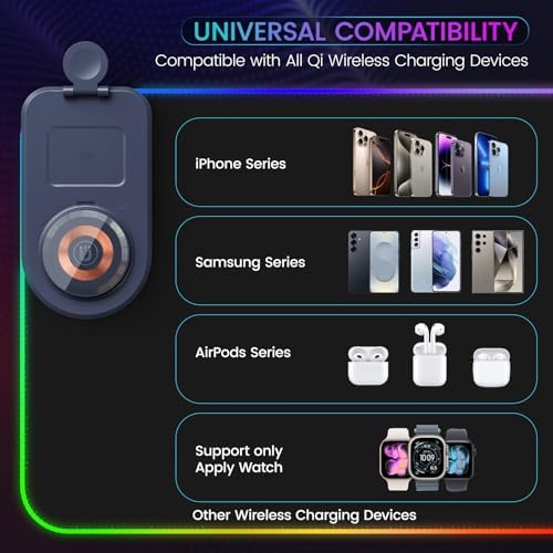 15W Wireless Charging Mouse Pad with Phone Holder&20W Power Adapter, RGB Gaming Mouse Pad, 15 Lights Mode 31.5"x11.8" XXL Large Desk Pad,Ultra-Smooth Surface,Non-Slip Rubber Base - Image 3