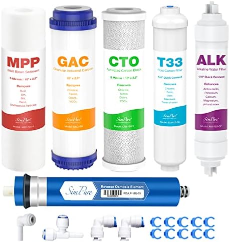 SimPure SP5-RO75 6-Stage 10" Reverse Osmosis Replacement Filter Set by SimPure_Water
