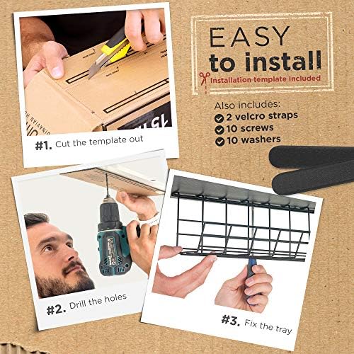 Scanfield Under Desk Cable Organizer Wire Tray, Set of 2x17 inch, Black - Image 6