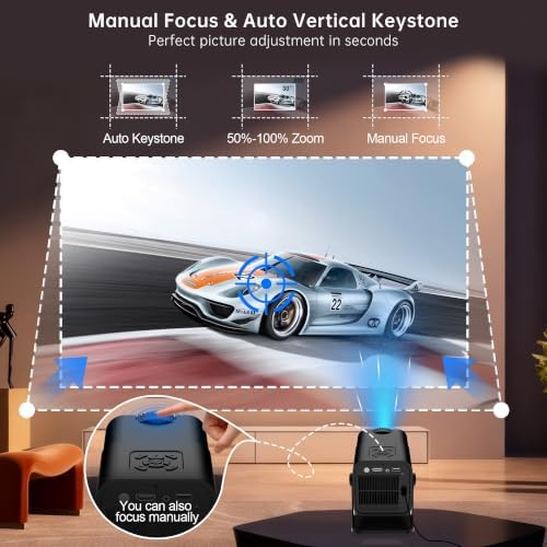 Native 1080P Mini Projector with WiFi and Bluetooth, Portable Projector - Image 4