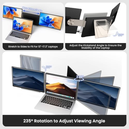 15.6" Laptop Screen Extender, Detachable Multi-Mode Triple Monitor Extender - Image 5