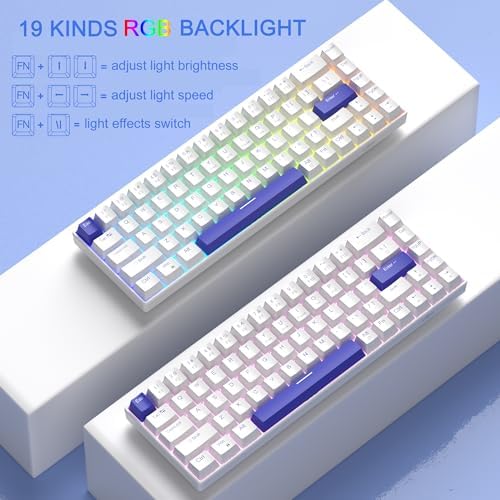 MageGee Portable 60% Mechanical Gaming Keyboard, RGB Backlit Compact 68 Keys Wired Mini Keyboard for Laptop PC Mac, Hot Swappable, Blue Whale Switch - White - Image 4