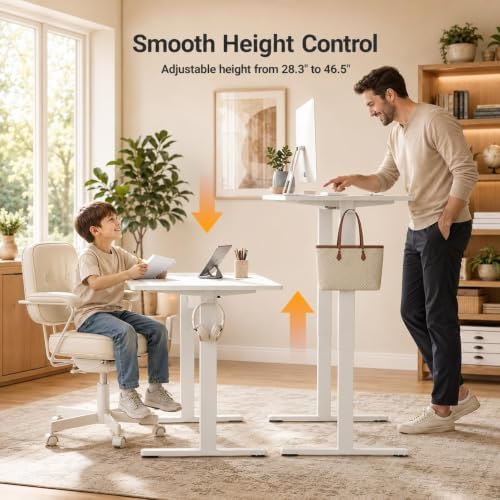 Claiks Electric Standing Desk 40x24 Inch Adjustable Desk, White - Image 4