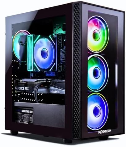 NOVATECH Phantom - Prebuilt Gaming PC Desktop Computer - RTX 3050 - Intel i7 Xeon 3.5GHz - 16GB RAM - 512GB M.2 SSD WiFi/BT, Win 11 Pro - Gaming Computer Tower, Pre Built PC Gaming - 1 Year Warranty by Novatech