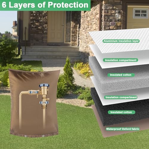 Backflow Preventer Insulated Cover (5˚F) Thick 6-Layer Fabric Pipe Insulation Cover (UV Coated) Winter Freeze Protection,for Water Well Pump Covers and Sprinkler Valve Covers (16" W X 20" H) - Image 2