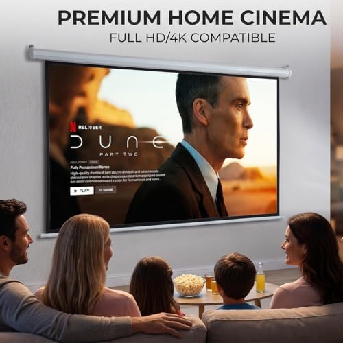 100 Inch Motorized Projector Screen with RF Remote, 16:9 HD, Silver Case - Image 7