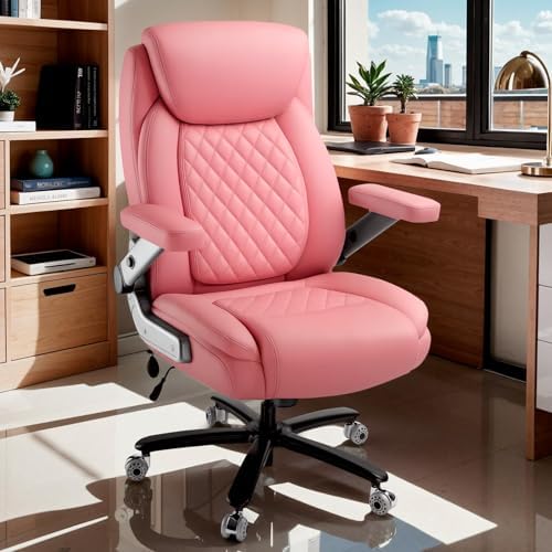 650LBS Large Heavy Duty Office Chair with 5D Flip Arms,Comfy Big and Tall Executive Office Desk Chair with Pocket Spring Cushion,High Back Computer Chair with Lumbar Support,Dual Rubber Wheel - Image 2