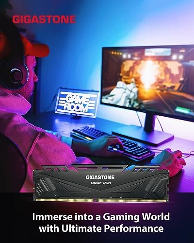 【DDR4 RAM】 GIGASTONE Game PRO 64GB Kit (4x16GB) DDR4 3200MHz PC4-25600 CL 16-18-18-40 Intel XMP 2.0 AMD Ryzen 1.35V UDIMM 288 Pin Unbuffered Non ECC High Performance Gaming Desktop Memory - Black - Image 3