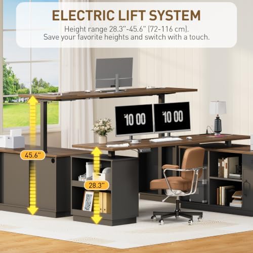 RALGEND 63'' L Shaped Electric Standing Desk with Storage for Home Office - Image 5