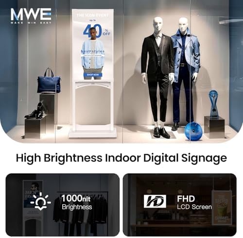 MWE 43 Inch Indoor Digital Signage Display, 1000 Nits Window Advertising Display Kiosk, Free Custom Logo Nameplate, Support Floor Standing or Ceiling Mounted, for Retail Store Window Promotion - Image 3