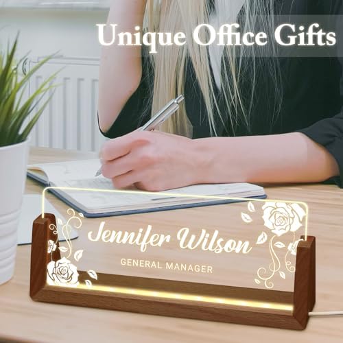 Desk Name Plate Personalized, Custom Acrylic Name Plate for Desk, Office Decor for Women Men, Appreciation Gifts for Coworkers Boss Teacher - Light-Up Name Plaque - Image 6