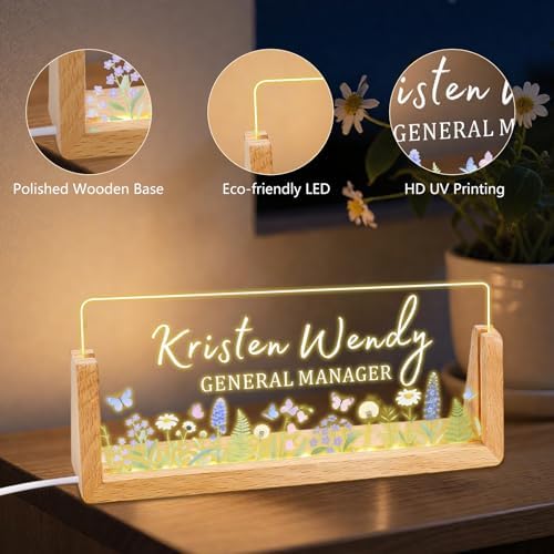 Ships Next Day, Custom Name Plate for Desk - Business Light Up Acrylic Desk Name Plate Personalized Elegant Office Gift for Boss Coworker Teacher Employee Appreciation Gift, Office Decor for Women Men - Image 2