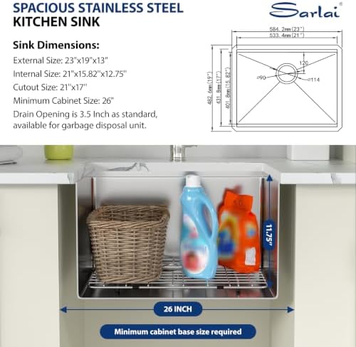 Sarlai 23 Laundry Sink Undermount 23x19 Inch Laundry Utility Sinks 13" Deep - Image 3