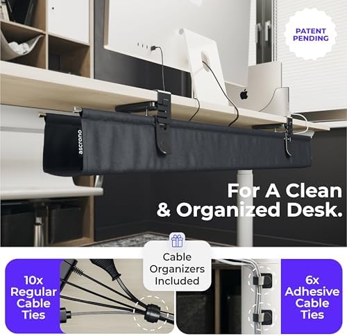 Ascrono Original Under Desk Cable Management Tray, Black, 40.6" - Image 5