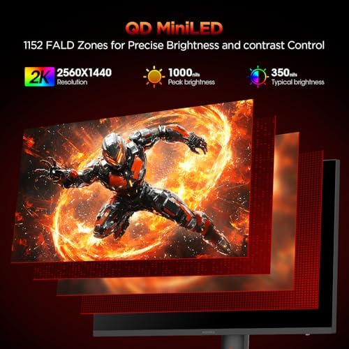 KOORUI 27 inch Mini-LED IPS Gaming Monitor, 200Hz 1ms, QHD 1440P HDR1000 - Image 4