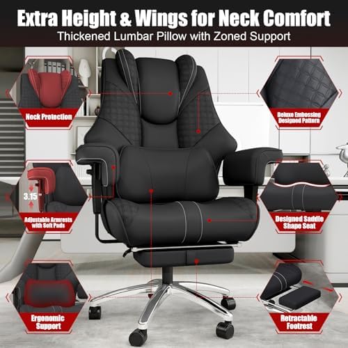 Big and Tall Office Chair with Foot Rest, High Back Computer Desk Chair - Image 4