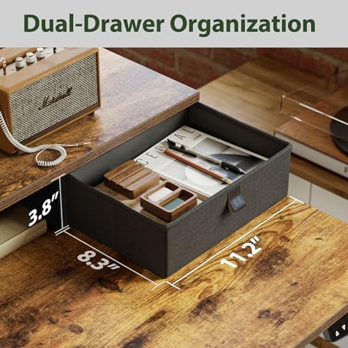 Agilestic 48 x 24 Inches Electric Standing Desk with 2 Storage Drawers, Adjustable Height Sit and Stand Computer Table with Splice Board, Rustic Brown - Image 3
