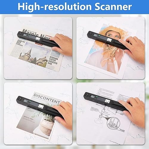Portable Scanner, 900 DPI Handheld Photo Scanner Wand for A4 Documents, JPG PDF Formats, Uploads Images to Computer Via USB Cable (Black) - Image 4