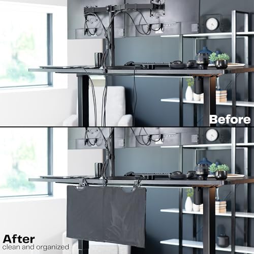 VIVO Black Clamp-on 24 inch Desk Cable Management Sleeve, DESK-SKIRT-24P - Image 4