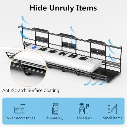 DELAMU 1 Pack Under Desk Cable Management Tray, Black - Image 4