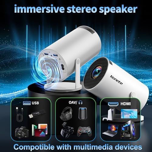 [Built-in Apps & 2026 Upgraded] Mini Projector with WiFi 6 and Bluetooth 5.2 Support 4K 1080P Auto Keystone 270° Rotatable Projector Portable Compatibile with HDMI/TV Stick/Memory Stick/Laptop, Black - Image 5