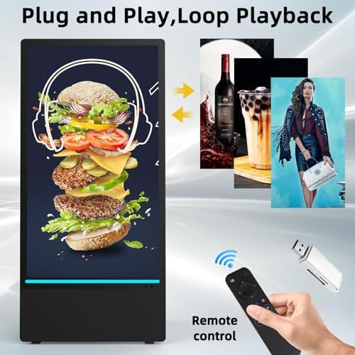 43 Inch Outdoor Digital Signage A-Frame Displays, Rechargeable Digital LCD Kiosks, Moveable Commercial Totem, IP65 Waterproof, Auto Adjustment 2000nits High Brightness Screen, High Capacity Battery for Restaurant/Bar/Food Truck/Store - Image 6
