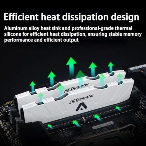 Acclamator DDR4 RAM 32GB (2x16GB) 3200MHz PC4-25600 XMP CL18 1.35V 288-pin Desktop PC Memory Module with Heatsink White Suitable for Gaming and Office Work - Image 4