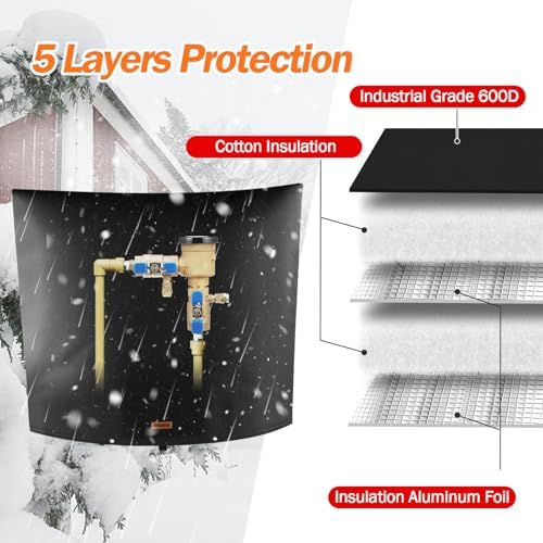 TOHONFOO Backflow Preventer Cover, Pipe Freeze Insulation, 50"Wx40"H, Black - Image 5