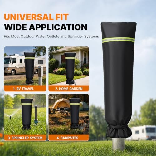Extended Outdoor Faucet Cover, 34.65" H x 13.78" W, Thick Insulated Sprinkler Freeze Protector with Reflective Strips for RV Hydrant, Garden Spigot & Yard Faucet - Image 7