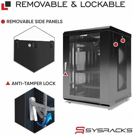 15U Wall Mount Server Rack Cabinet 24” Deep, 19” Network Enclosure for Home Lab with Fan, PDU, 2 Shelves, Locking Mesh Door - Image 5