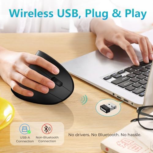 Lekvey Ergonomic Mouse, Rechargeable Vertical Wireless Mouse, Comfort Grip - Image 4