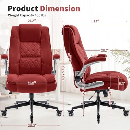 Fabric High Back Office Chair, Thick Padded Ergonomic Computer Desk Chair - Image 3