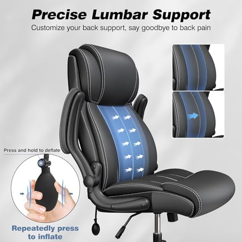 BESTFAIR Ergonomic Computer Desk Chair, Inflatable Lumbar Support, Black - Image 4
