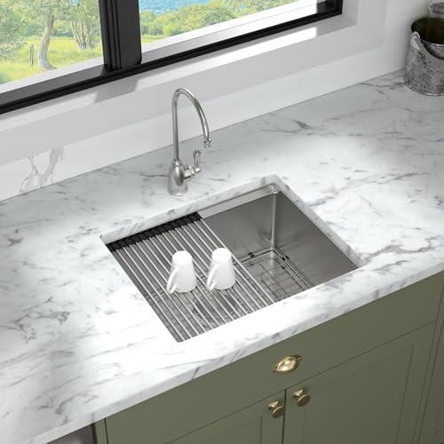 Mocoloo 24 Inch Undermount Kitchen Sink - 24 x 19 Bar Sinks Stainless Steel 16 Gauge Single Bowl Under Counter Small Kitchen Sink Workstation 10'' Deep Handmade Basin - Image 2