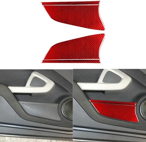 Car Inner Door Storage Slot Panel Anti-Collision Cover Sticker Real 3K Red Carbon Fiber Decoration Interior Accessories Trim Compatible with Benz Smart Fortwo 2011 2012 2013 2014 2015 - Image 3