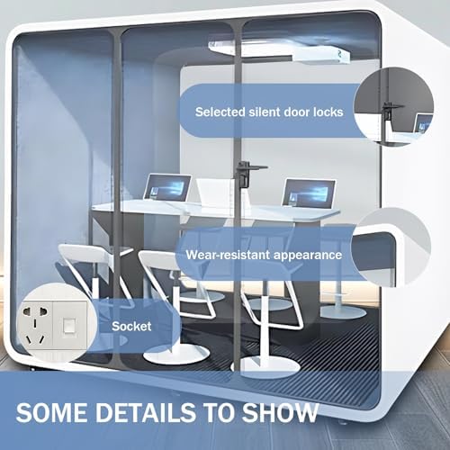Office Pod Booth with Audio Privacy - Modern Sound Booth with White Modern Design,Soundproof Room with Light,Ventilation,Socket for Meeting Room,Band Practice,Home Gym(101.89") - Image 6