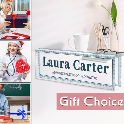 Custom Name Plate for Desk, Acrylic Desk Name Plate Personalized, Employee Appreciation Gifts, Office Desk Accessories for Women Men Teacher Nurse, Coworker Gifts for Manager Assistant (Indigo) - Image 6