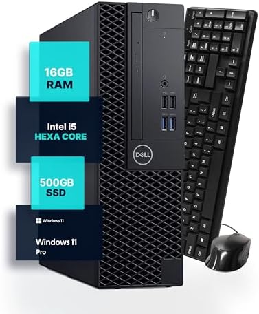 Dell Optiplex 3060 Desktop Computer | Hexa Core Intel i5 (3.2) | 16GB DDR4 RAM | 500GB SSD Solid State | Windows 11 Professional | Home or Office PC (Renewed) by Amazon+Renewed