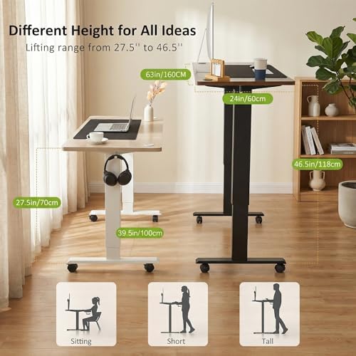 farexon 63x24 in Electric Adjustable Standing Desk with Mouse Pad, Oak Gray - Image 3
