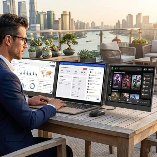 Leudaich 14'' Laptop Screen Extender, Portable Dual Monitor FHD 1080P IPS, Ultra-Slim Travel Monitor for 13-17" Laptops, Laptop Extender Work with Mac/Windows - Image 4