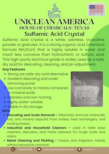 Sulfamic Acid Powder, 99% Pure Limescale Descaler, Heavy Duty Coffee Machine & Boiler Cleaner, Tile Grout Film Remover and Industrial Scale Inhibitor - House of Chemicals, USA (5 Pound) - Image 4