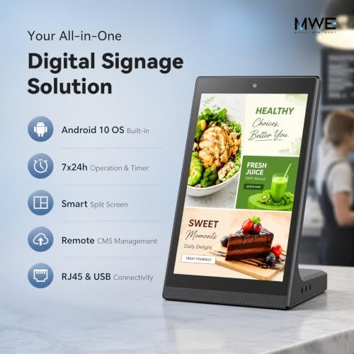 10.1" Desktop Digital Signage Display, L-Shaped HD Touch Screen Kiosk, LedArt App Remote Management, Commercial Advertising Display for Retail, Restaurant, Hotel (WiFi/Ethernet/USB) - Image 5