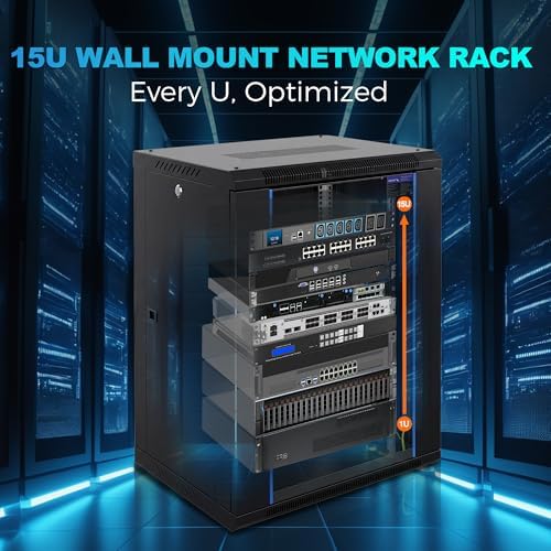 15U Wall Mount Rack, 450mm Deep Network Cabinet for Home Lab - Image 6