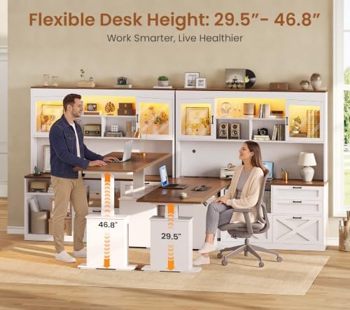 SEDETA 69" L Shaped Standing Desk with 4 Drawers, Detachable Bookshelf - Image 3